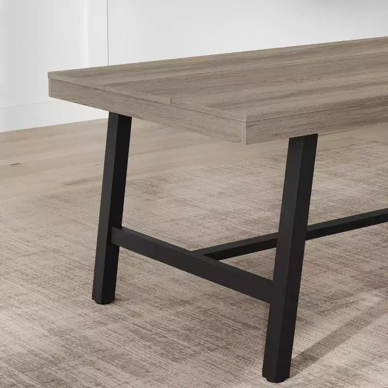 Table de salle à manger industrielle 70,87 po pour 6 à 8 personnes, longue table de cuisine en bois avec cadre métallique robuste et finition noire, sièges 6 comptoir rectangulaire