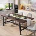 70.87 Industrial Dining Table for 6-8 People, Long Wooden Kitchen Table with Sturdy Metal Frame &amp; Black Finish, Seats 6 Rectangular Counter