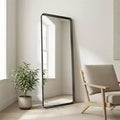Likepay Full-Length Large Black Metal Floor Mirror with Rounded Corners, Modern Minimalist Design