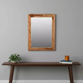 Miroir d'appoint encadré en bois massif marron à bord naturel