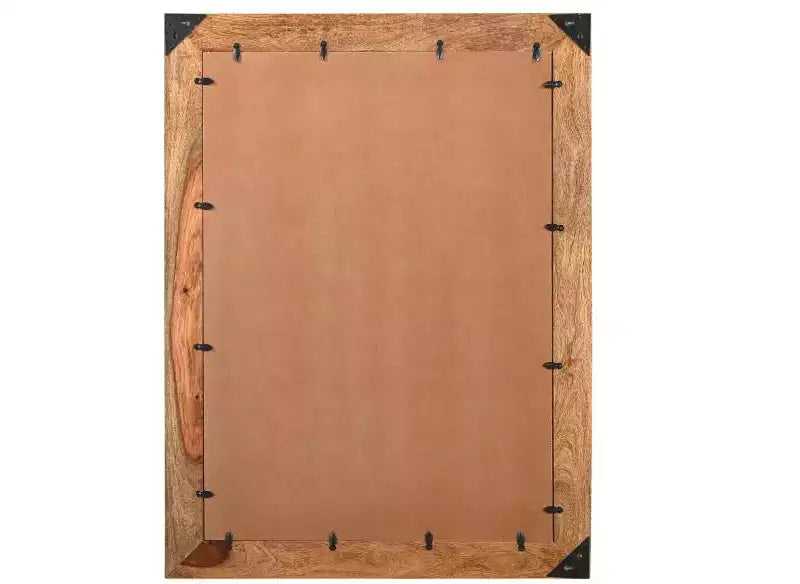 Miroir d'appoint encadré en bois massif marron à bord naturel