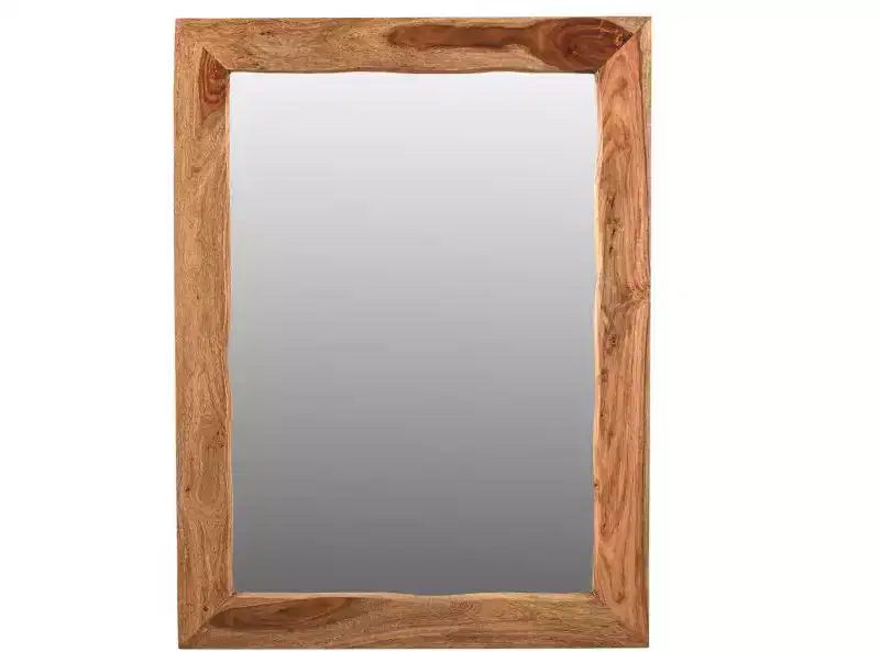 Miroir d'appoint encadré en bois massif marron à bord naturel