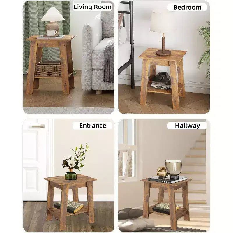 Portemanteau d'entrée en bois de 31,5 pouces avec étagère à chaussures à 2 niveaux, 7 crochets et meuble en maille pour hall d'entrée/porte d'entrée