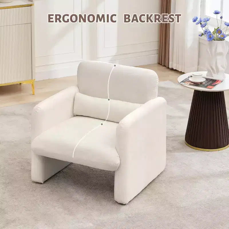 Fauteuil d'appoint avec accoudoirs, Fauteuil de salon moderne en tissu chenille, Fauteuil rembourré, Canapé simple de loisirs pour chambre à coucher, bureau, appartement