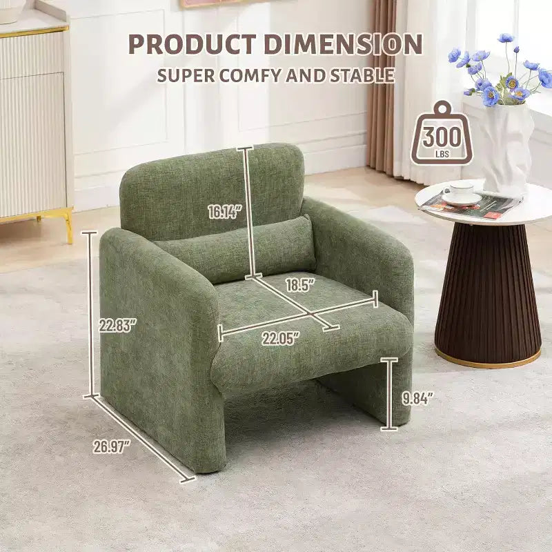 Fauteuil d'appoint avec accoudoirs, Fauteuil de salon moderne en tissu chenille, Fauteuil rembourré, Canapé simple de loisirs pour chambre à coucher, bureau, appartement