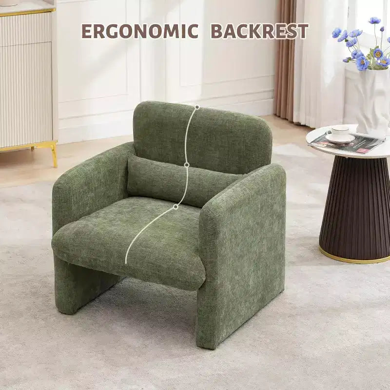 Fauteuil d'appoint avec accoudoirs, Fauteuil de salon moderne en tissu chenille, Fauteuil rembourré, Canapé simple de loisirs pour chambre à coucher, bureau, appartement
