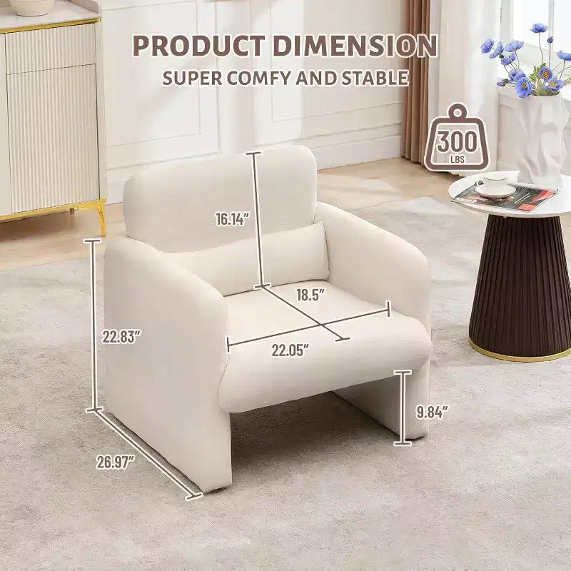 Fauteuil d'appoint avec accoudoirs, Fauteuil de salon moderne en tissu chenille, Fauteuil rembourré, Canapé simple de loisirs pour chambre à coucher, bureau, appartement