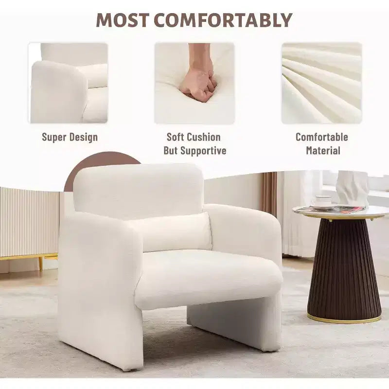 Fauteuil d'appoint avec accoudoirs, Fauteuil de salon moderne en tissu chenille, Fauteuil rembourré, Canapé simple de loisirs pour chambre à coucher, bureau, appartement