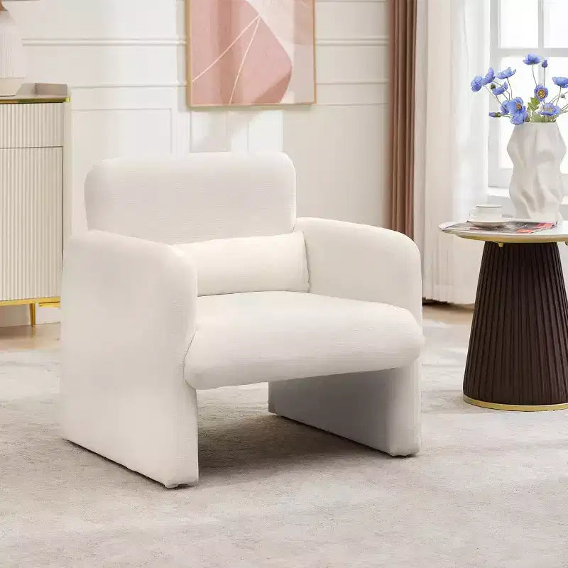 Fauteuil d'appoint avec accoudoirs, Fauteuil de salon moderne en tissu chenille, Fauteuil rembourré, Canapé simple de loisirs pour chambre à coucher, bureau, appartement
