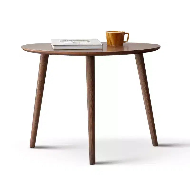 VIYET 16 Solid Oak end Table, Pebble-Shaped Mid-Century Modern Low Table, Formaldehyde-Free Desk for Living Room/Office (Walnut)