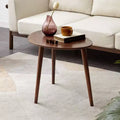 Table d'appoint en chêne massif, Table basse moderne du milieu du siècle en forme de galet, Bureau sans formaldéhyde pour salon/bureau (noyer)