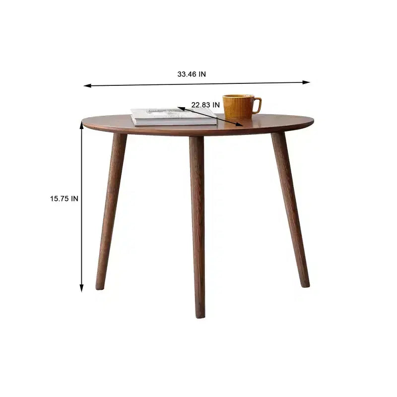Table d'appoint en chêne massif, Table basse moderne du milieu du siècle en forme de galet, Bureau sans formaldéhyde pour salon/bureau (noyer)