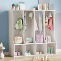 4-Section Classroom Coat Locker with 8 Hooks &amp; 4 Cubbies,Versatile Storage Organizer for Home, School, Nursery, Kindergarten