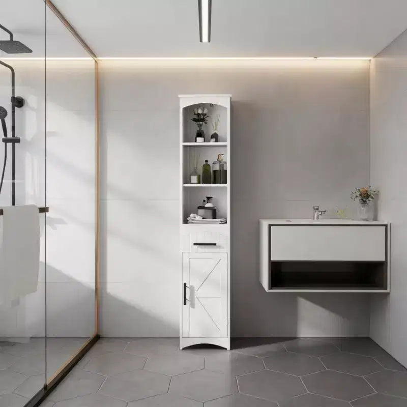 Meuble colonne de salle de bain style ferme