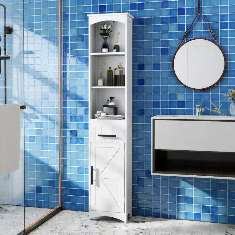 Meuble colonne de salle de bain style ferme