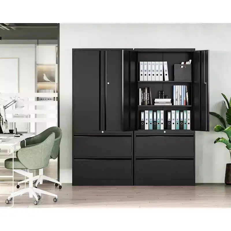 Classeur pour bureau à domicile Rangement métallique de 1 - avec étagères réglables Serrure 2 tiroirs