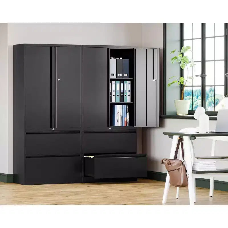 Classeur pour bureau à domicile Rangement métallique de 1 - avec étagères réglables Serrure 2 tiroirs