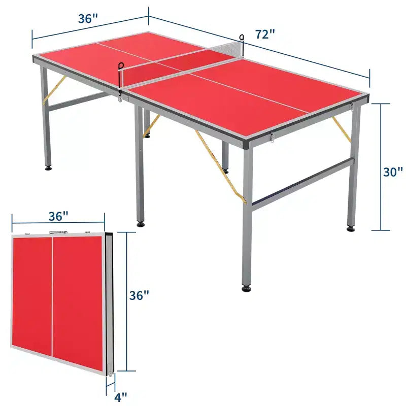 Table de ping-pong portable 180x90 cm pour l'intérieur et l'extérieur - Comprend un filet, 2 raquettes et 3 balles - Table de jeu professionnelle pour adultes et adolescents