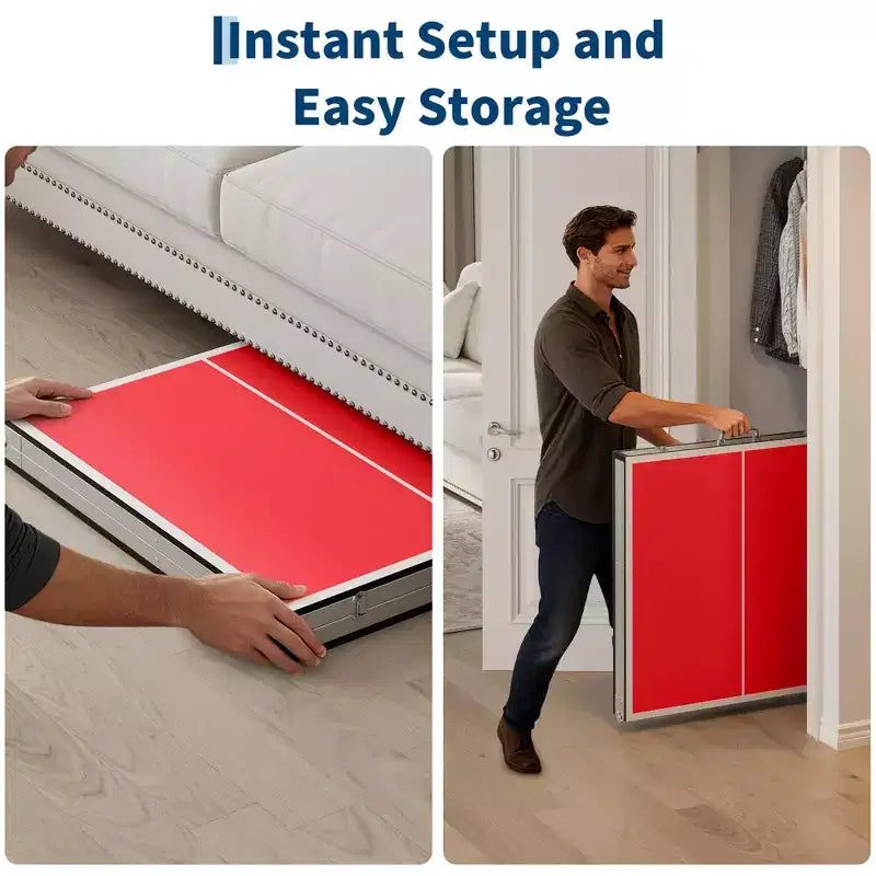 Table de ping-pong portable 180x90 cm pour l'intérieur et l'extérieur - Comprend un filet, 2 raquettes et 3 balles - Table de jeu professionnelle pour adultes et adolescents