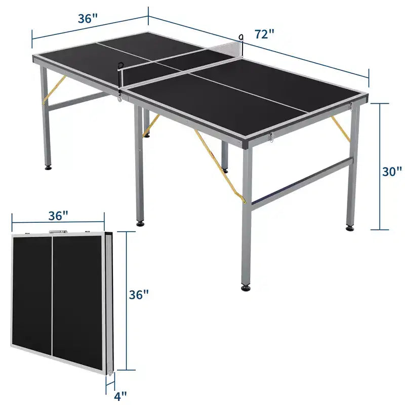 Table de ping-pong portable 180x90 cm pour l'intérieur et l'extérieur - Comprend un filet, 2 raquettes et 3 balles - Table de jeu professionnelle pour adultes et adolescents