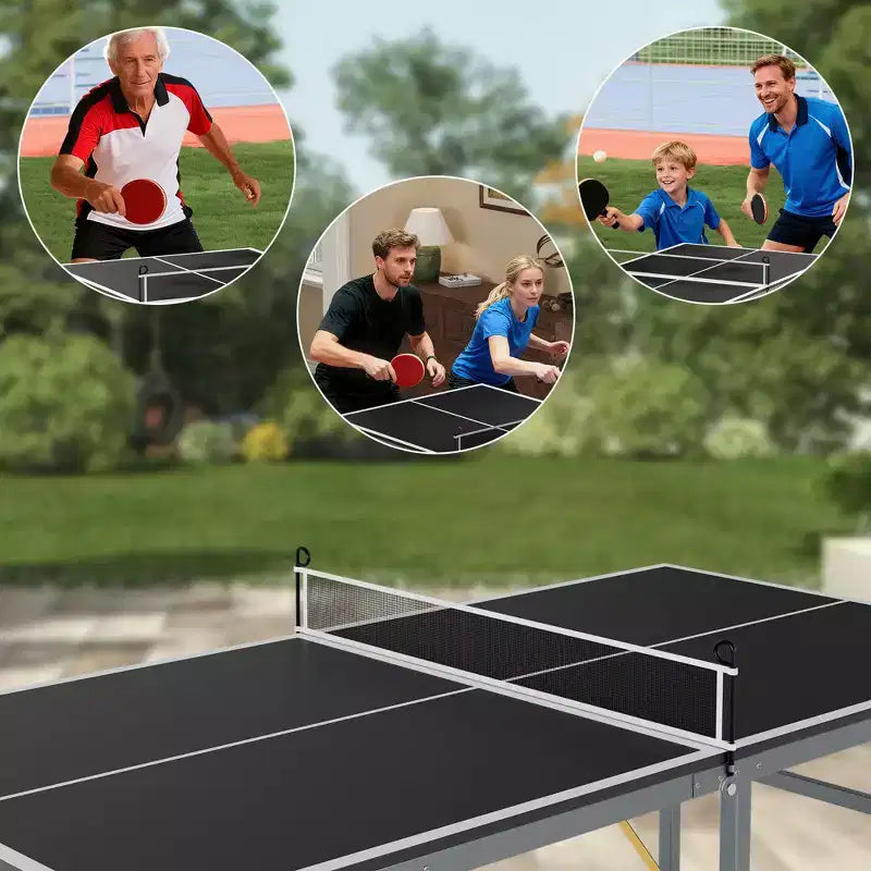 Table de ping-pong portable 180x90 cm pour l'intérieur et l'extérieur - Comprend un filet, 2 raquettes et 3 balles - Table de jeu professionnelle pour adultes et adolescents