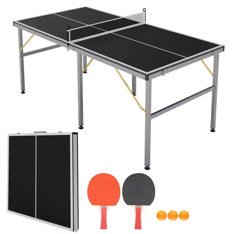 6x3 ft Portable Ping Pong Table for Indoor &amp; Outdoor Use - Includes Net, 2 Paddles &amp; 3 Balls - Professional Game Table for Adults &amp; Teens
