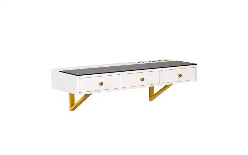 Étagère flottante avec tiroir, coiffeuse murale multifonctionnelle, bureau mural, convient aux chambres à coucher, beige clair