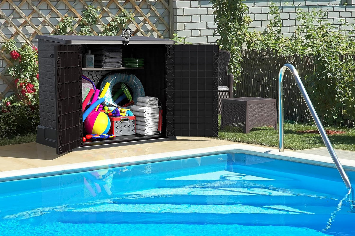 Duramax StoreAway 1200L Plastic Garden Shed/ Flat Lid, Outdoor Storage Shed, Wheelie Bin Hideaways, Wheelie bin box, Durable Construction, Ideal fo...