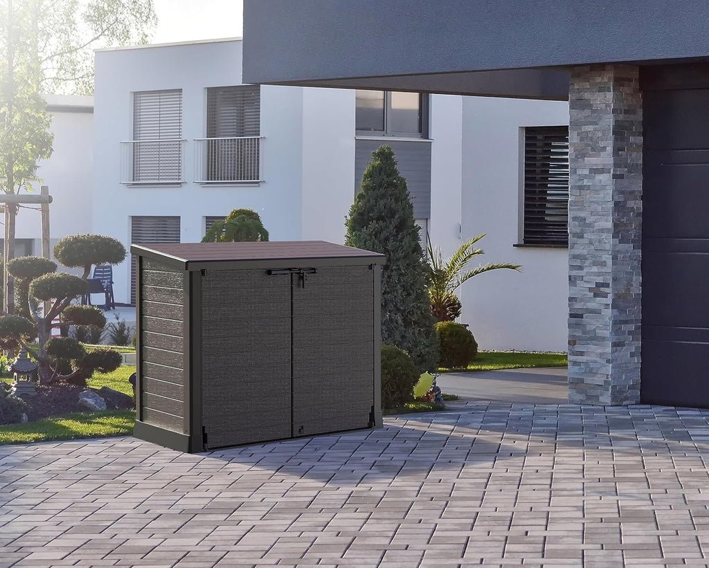 Duramax StoreAway 1200L Plastic Garden Shed/ Flat Lid, Outdoor Storage Shed, Wheelie Bin Hideaways, Wheelie bin box, Durable Construction, Ideal fo...