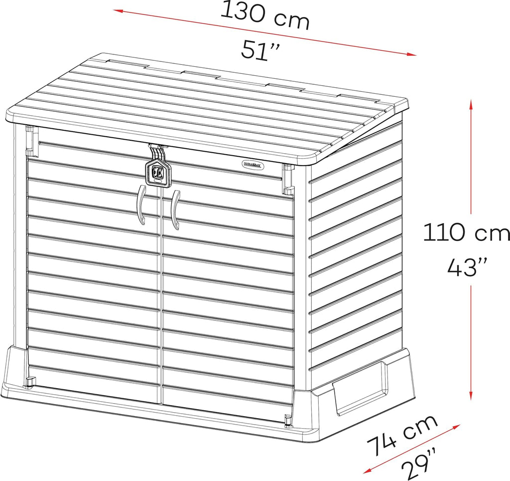 Duramax StoreAway 1200L Plastic Garden Shed/ Flat Lid, Outdoor Storage Shed, Wheelie Bin Hideaways, Wheelie bin box, Durable Construction, Ideal fo...