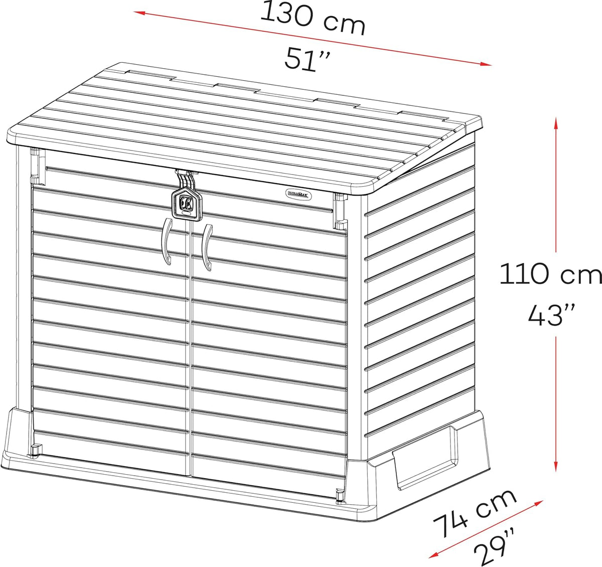Duramax StoreAway 1200L Plastic Garden Shed/ Flat Lid, Outdoor Storage Shed, Wheelie Bin Hideaways, Wheelie bin box, Durable Construction, Ideal fo...