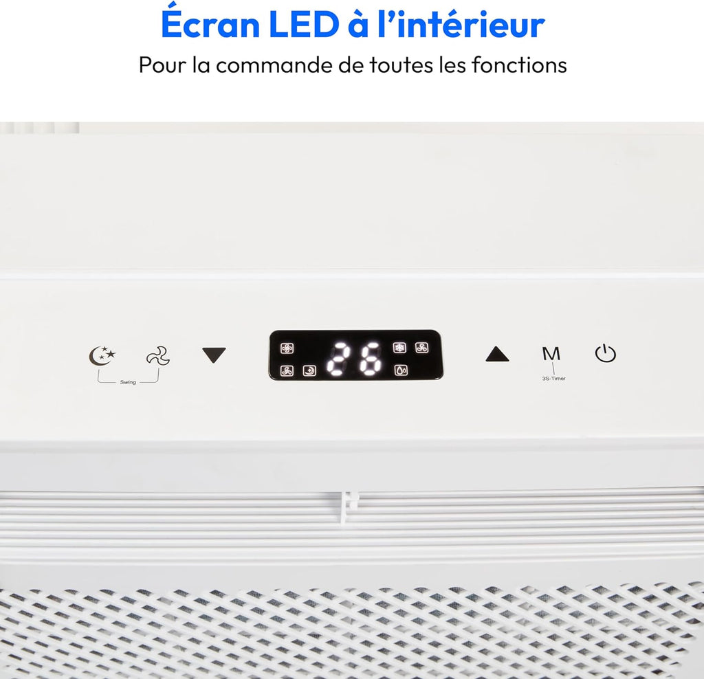 MEDION Smart Climatiseur Split P502 (5000 BTU, 3-en-1, Refroidir, Déshumidification, Ventilation, pour caravane, camping-car, kit de joint de fenêt...