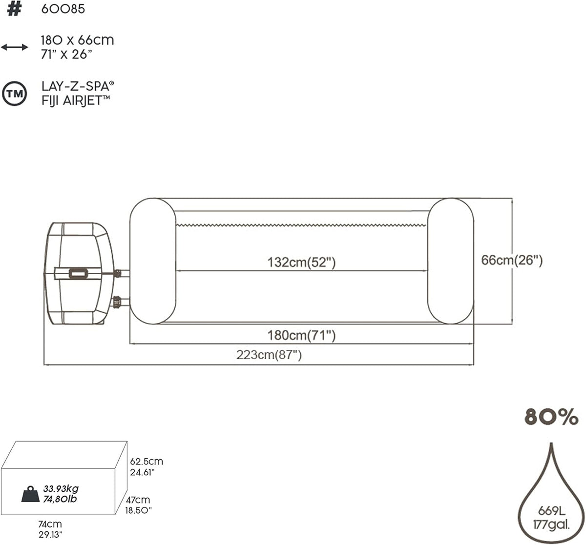Spa gonflable rond BESTWAY Lay-Z-Spa® Miami Airjet™ 2 - 4 personnes