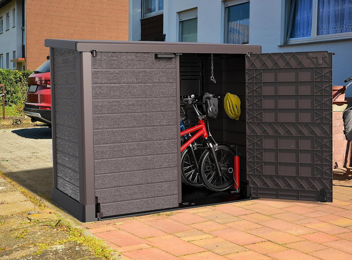 Duramax StoreAway 1200L Plastic Garden Shed/ Flat Lid, Outdoor Storage Shed, Wheelie Bin Hideaways, Wheelie bin box, Durable Construction, Ideal fo...