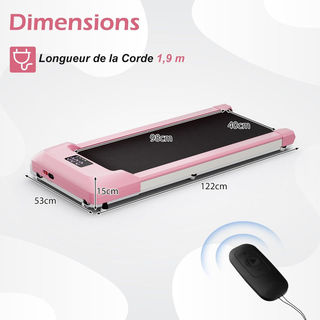Tapis de Course Mince Tapis de Jogging avec Capacité de 120 Kg Télécommande et Écran Led Inclinable à Roulettes Tapis de Course à Glisser Gris/Noir...