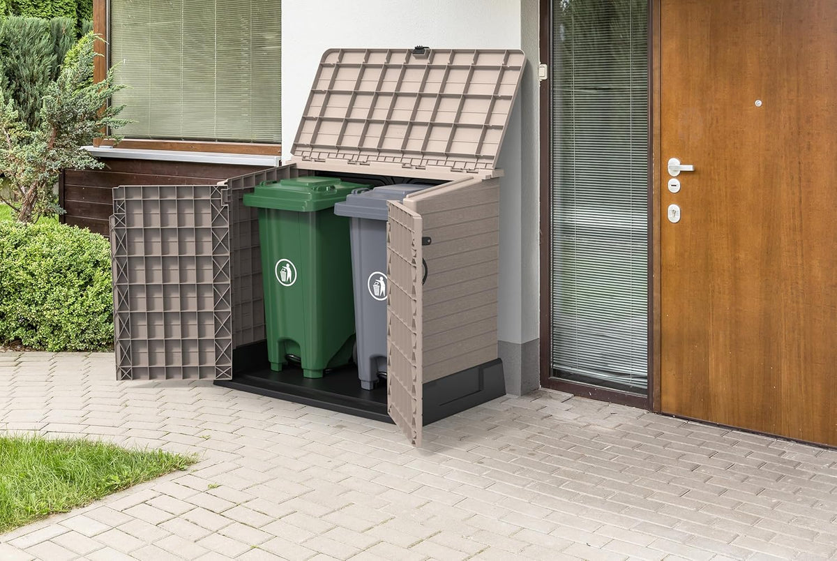 Duramax StoreAway 1200L Plastic Garden Shed/ Flat Lid, Outdoor Storage Shed, Wheelie Bin Hideaways, Wheelie bin box, Durable Construction, Ideal fo...
