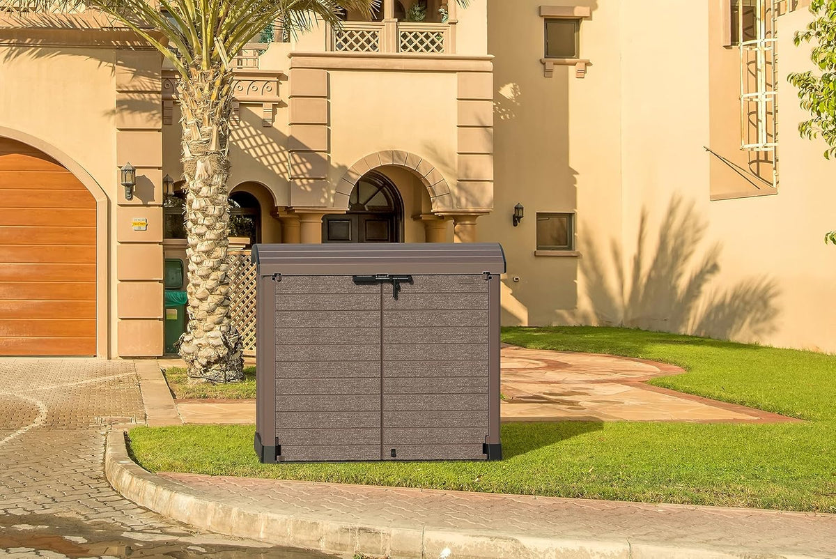 Duramax StoreAway 1200L Plastic Garden Shed/ Flat Lid, Outdoor Storage Shed, Wheelie Bin Hideaways, Wheelie bin box, Durable Construction, Ideal fo...
