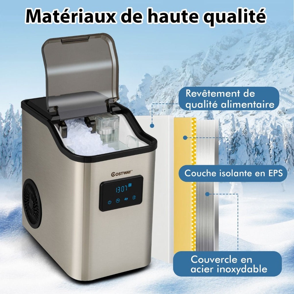 Machine à Glaçons 24kg en 24h Panneau de Contrôle Tactile LED