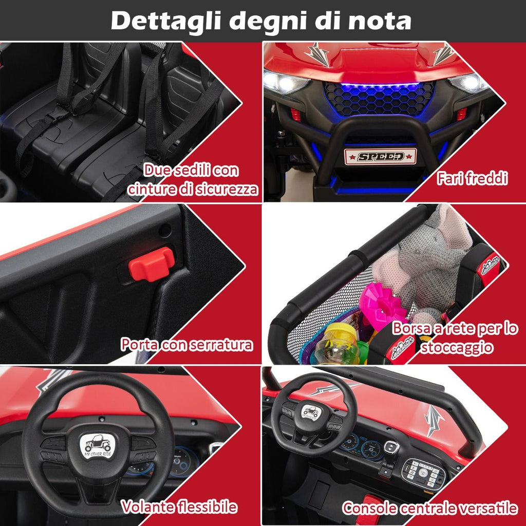 Voiture électrique Enfant 12 V Télécommande pour 3-8 Ans 2 Vitesses Ressort de Suspension Charge 59KG 118x74x71CM Noir/Rose/Rouge