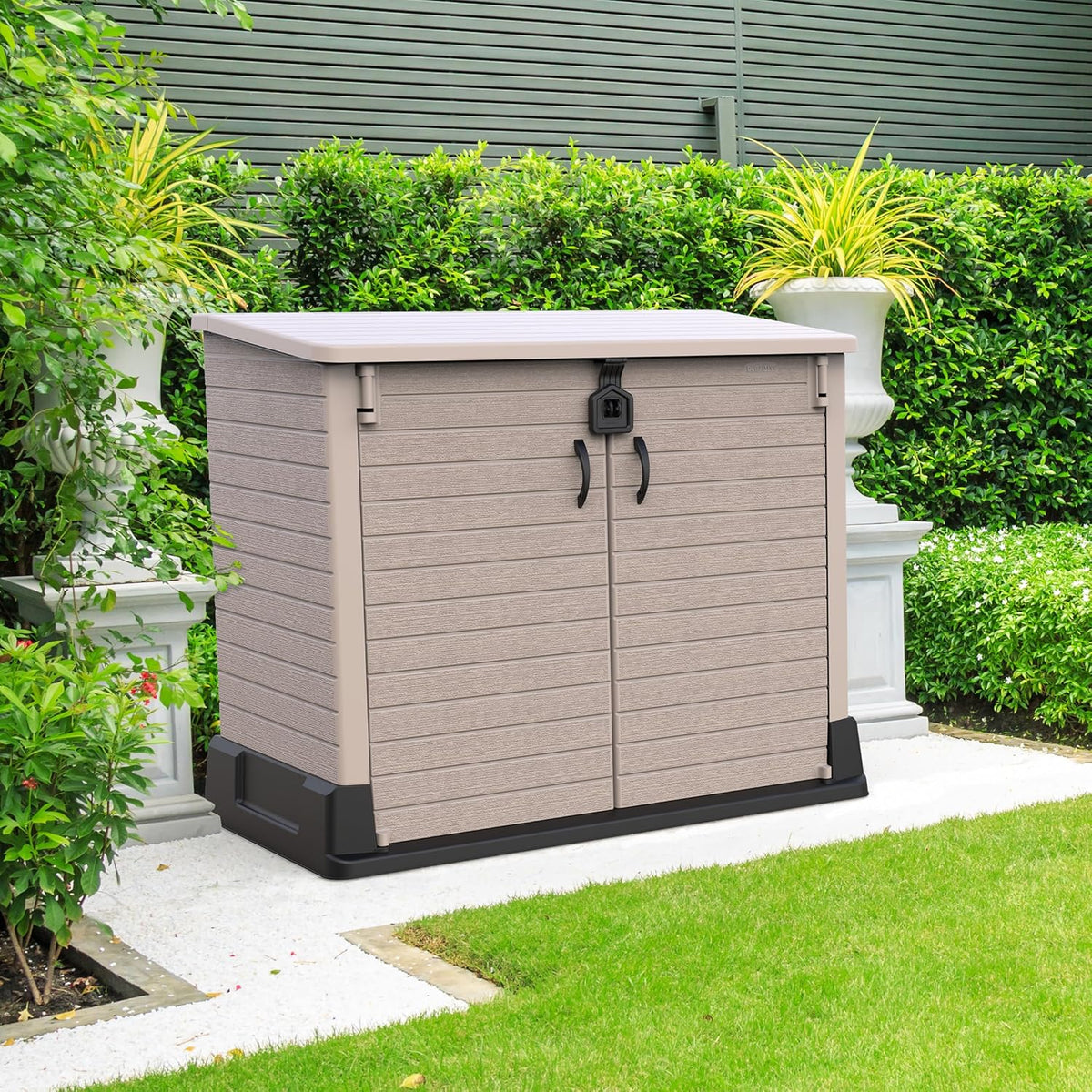 Duramax StoreAway 1200L Plastic Garden Shed/ Flat Lid, Outdoor Storage Shed, Wheelie Bin Hideaways, Wheelie bin box, Durable Construction, Ideal fo...