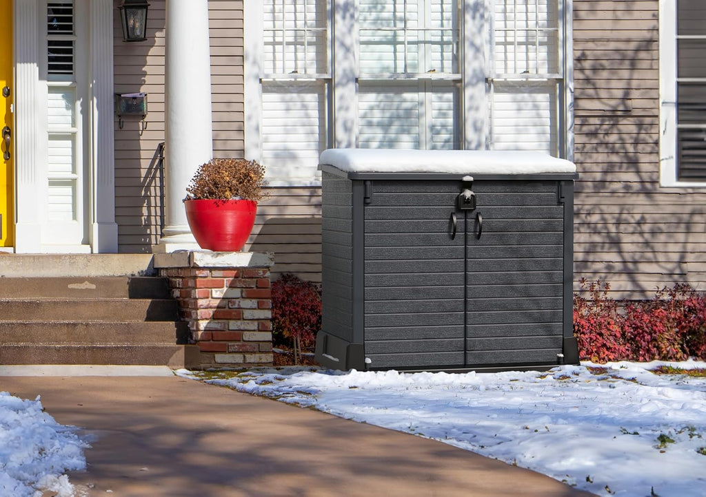 Duramax StoreAway 1200L Plastic Garden Shed/ Flat Lid, Outdoor Storage Shed, Wheelie Bin Hideaways, Wheelie bin box, Durable Construction, Ideal fo...