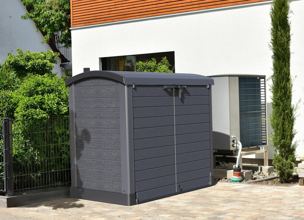 Duramax StoreAway 1200L Plastic Garden Shed/ Flat Lid, Outdoor Storage Shed, Wheelie Bin Hideaways, Wheelie bin box, Durable Construction, Ideal fo...