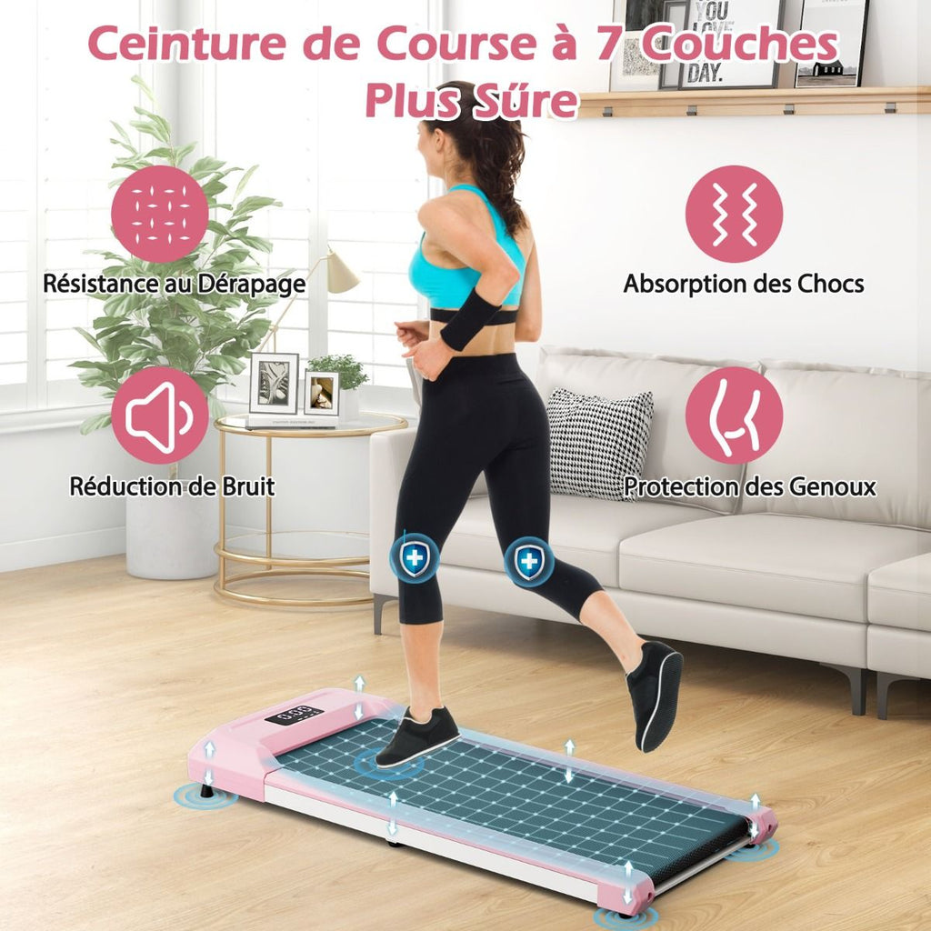 Tapis de Course Mince Tapis de Jogging avec Capacité de 120 Kg Télécommande et Écran Led Inclinable à Roulettes Tapis de Course à Glisser Gris/Noir...