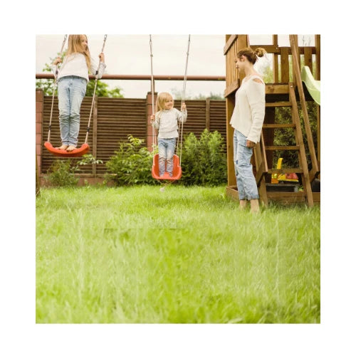 Aire de jeux enfant Montessori - 3 en 1 Balançoire, Toboggan, Cabane en bois modulable
