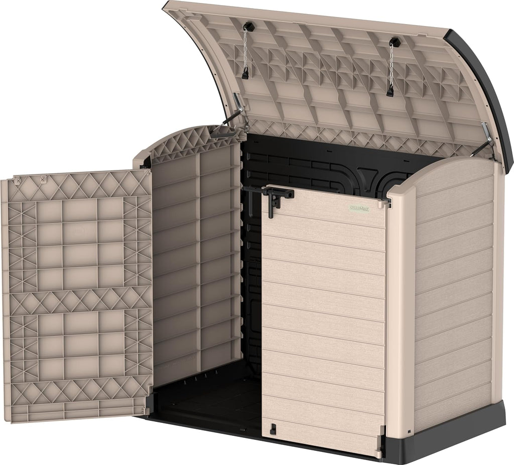 Duramax StoreAway 1200L Plastic Garden Shed/ Flat Lid, Outdoor Storage Shed, Wheelie Bin Hideaways, Wheelie bin box, Durable Construction, Ideal fo...