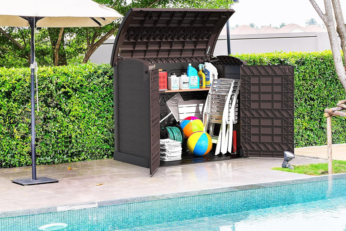 Duramax StoreAway 1200L Plastic Garden Shed/ Flat Lid, Outdoor Storage Shed, Wheelie Bin Hideaways, Wheelie bin box, Durable Construction, Ideal fo...