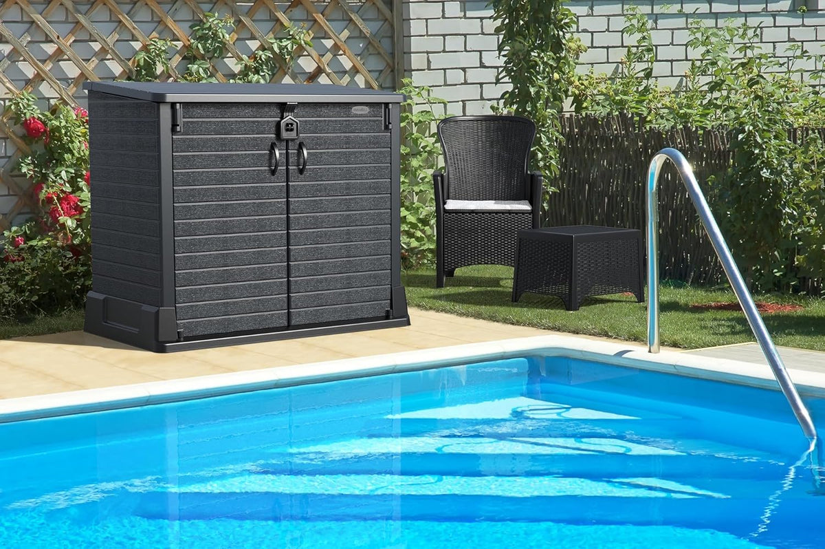 Duramax StoreAway 1200L Plastic Garden Shed/ Flat Lid, Outdoor Storage Shed, Wheelie Bin Hideaways, Wheelie bin box, Durable Construction, Ideal fo...