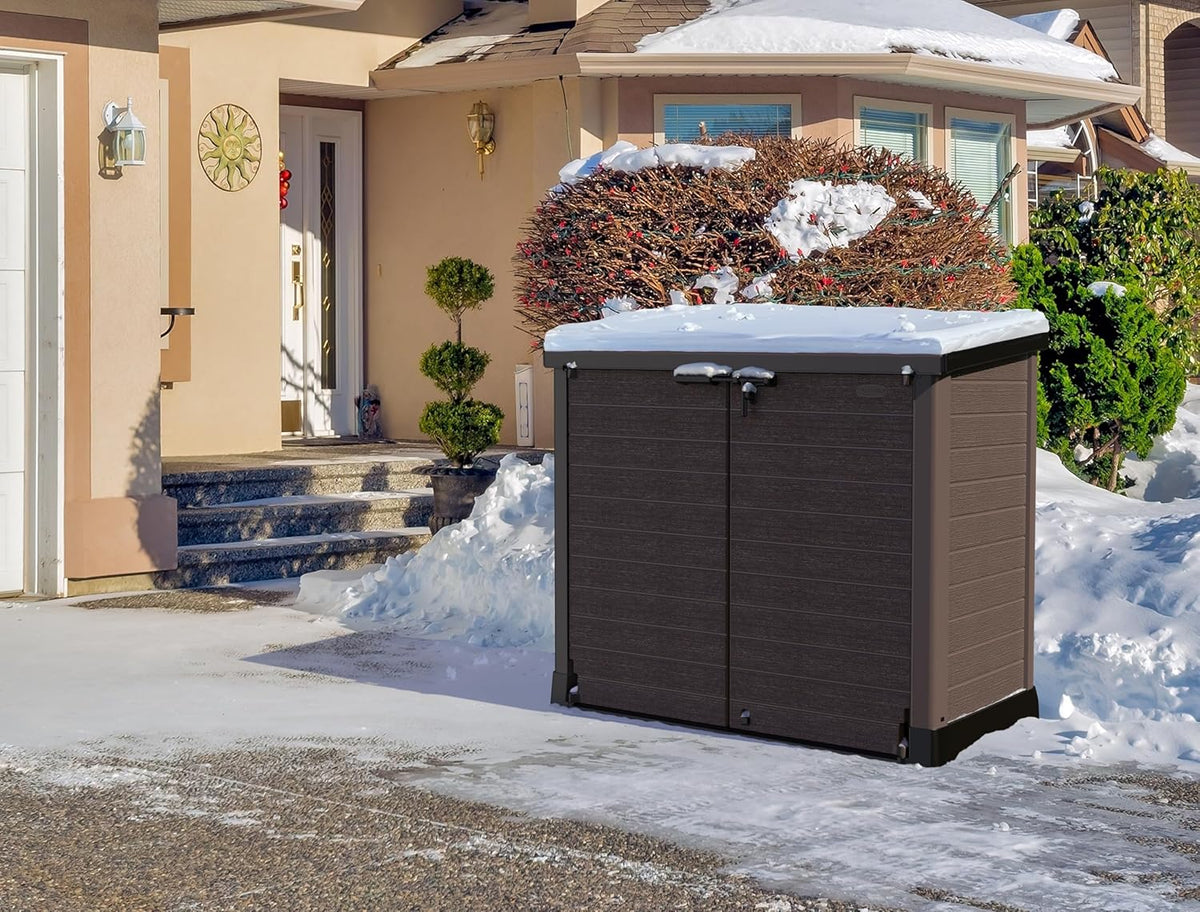 Duramax StoreAway 1200L Plastic Garden Shed/ Flat Lid, Outdoor Storage Shed, Wheelie Bin Hideaways, Wheelie bin box, Durable Construction, Ideal fo...