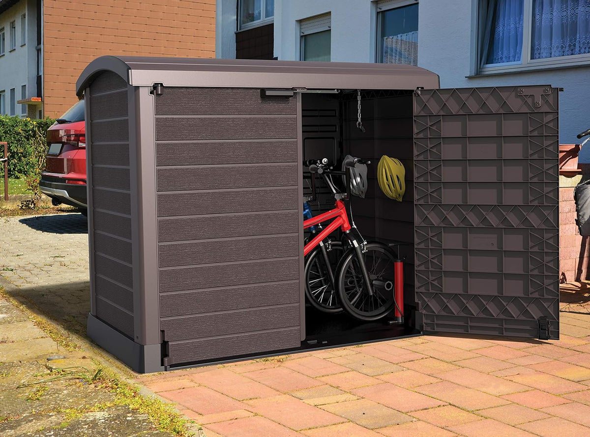 Duramax StoreAway 1200L Plastic Garden Shed/ Flat Lid, Outdoor Storage Shed, Wheelie Bin Hideaways, Wheelie bin box, Durable Construction, Ideal fo...
