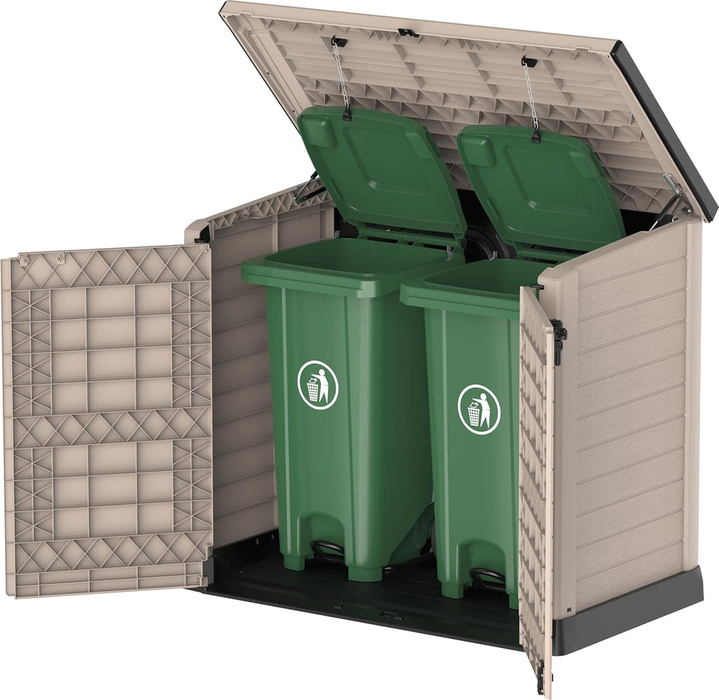 Duramax StoreAway 1200L Plastic Garden Shed/ Flat Lid, Outdoor Storage Shed, Wheelie Bin Hideaways, Wheelie bin box, Durable Construction, Ideal fo...